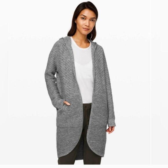 Lululemon As Promised Cardigan Heathered Speckled Black Style W3CQ7S Size XS - Picture 2 of 14